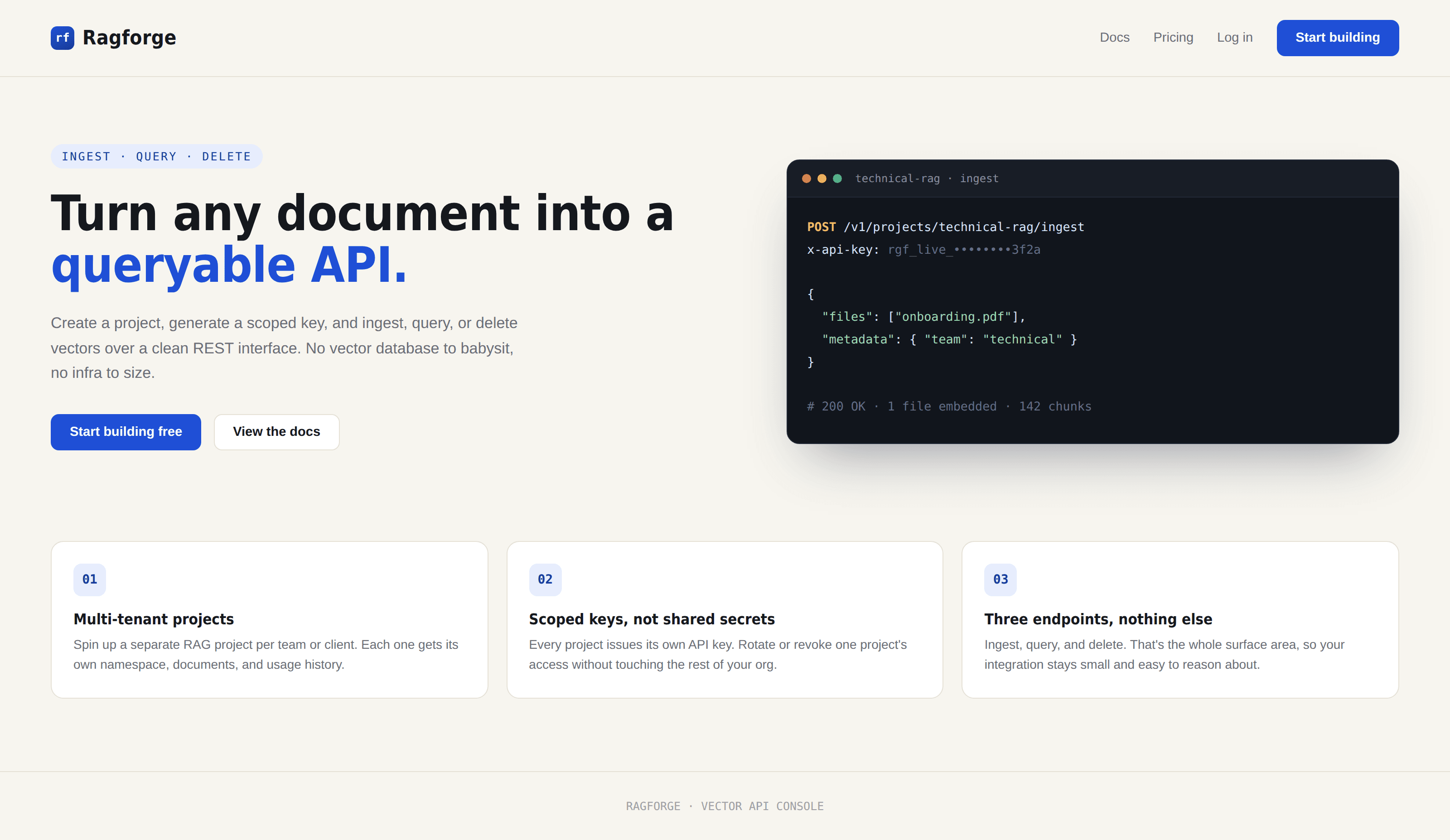 Ragforge - RAG-as-a-Service Platform