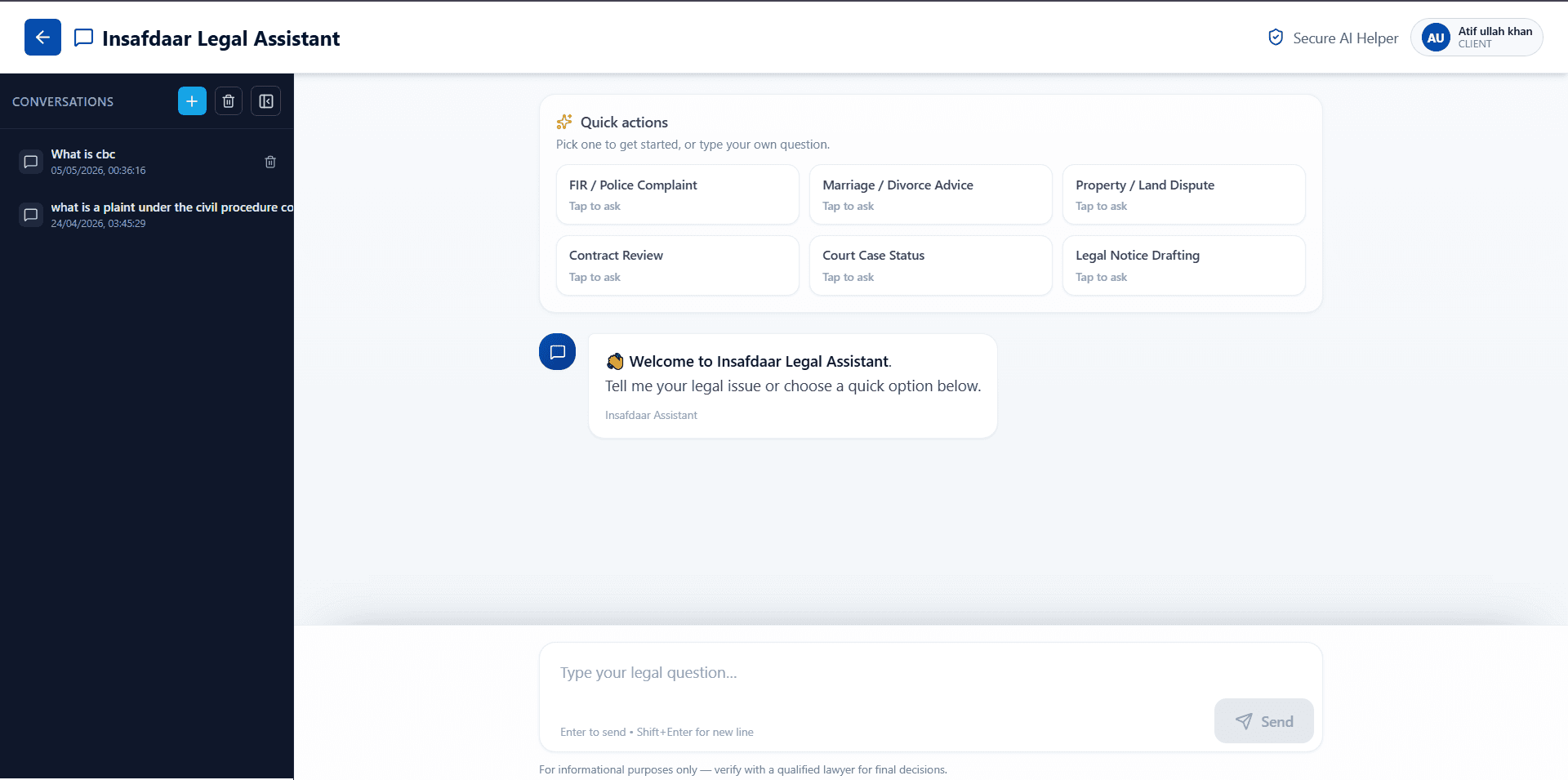 Insafdaar - AI-Driven Legal Case Management System screenshot 2